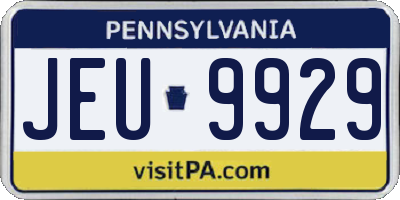 PA license plate JEU9929