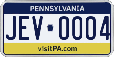 PA license plate JEV0004