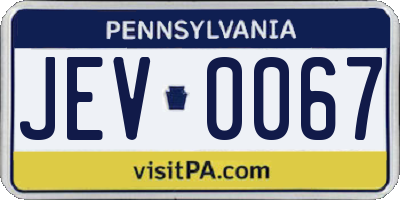 PA license plate JEV0067