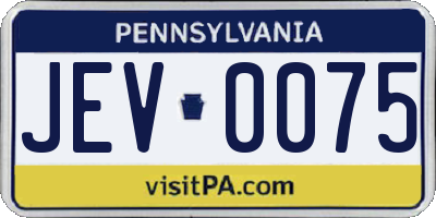 PA license plate JEV0075