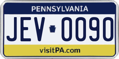 PA license plate JEV0090