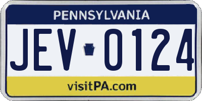 PA license plate JEV0124