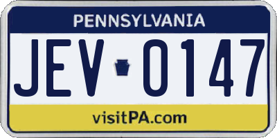 PA license plate JEV0147