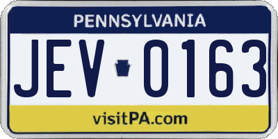 PA license plate JEV0163