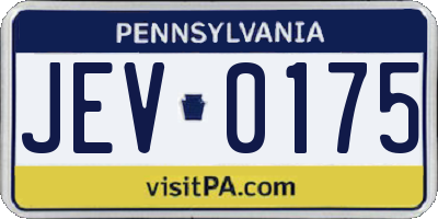 PA license plate JEV0175