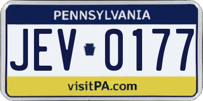 PA license plate JEV0177