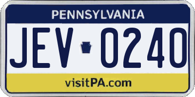 PA license plate JEV0240