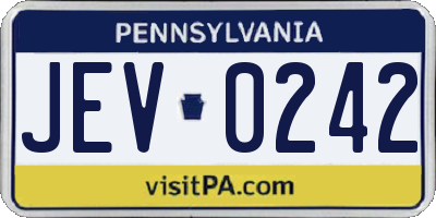 PA license plate JEV0242