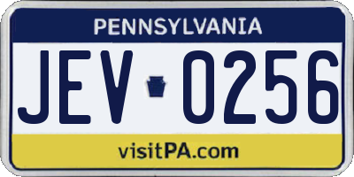 PA license plate JEV0256