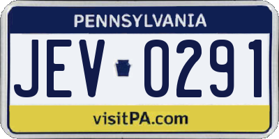 PA license plate JEV0291