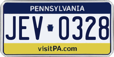 PA license plate JEV0328