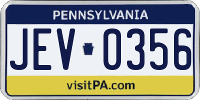 PA license plate JEV0356