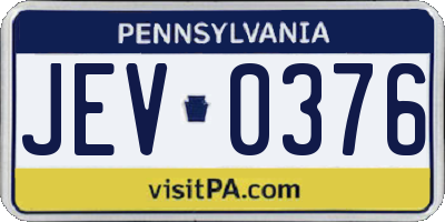 PA license plate JEV0376