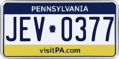 PA license plate JEV0377