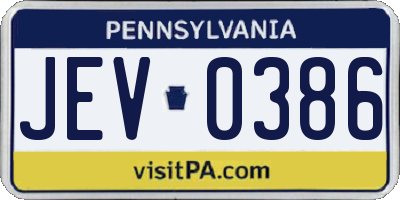 PA license plate JEV0386