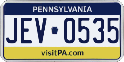 PA license plate JEV0535