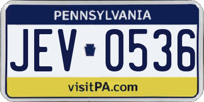 PA license plate JEV0536