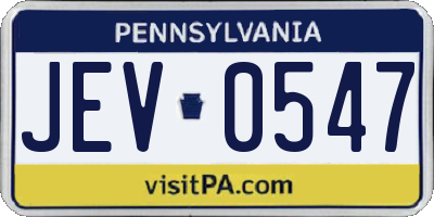 PA license plate JEV0547