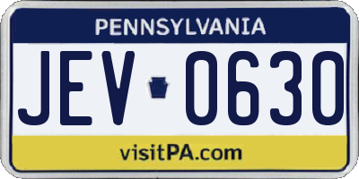 PA license plate JEV0630