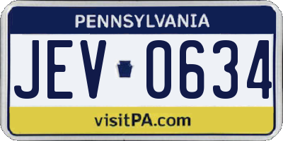 PA license plate JEV0634