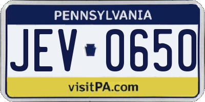 PA license plate JEV0650