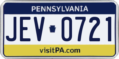 PA license plate JEV0721