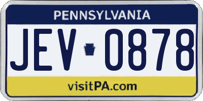 PA license plate JEV0878