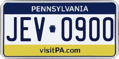 PA license plate JEV0900