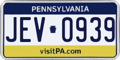 PA license plate JEV0939