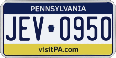 PA license plate JEV0950