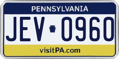 PA license plate JEV0960