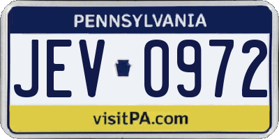 PA license plate JEV0972