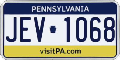 PA license plate JEV1068