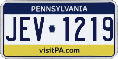 PA license plate JEV1219