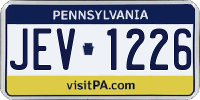 PA license plate JEV1226