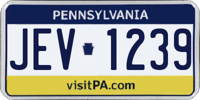 PA license plate JEV1239