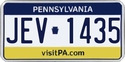 PA license plate JEV1435