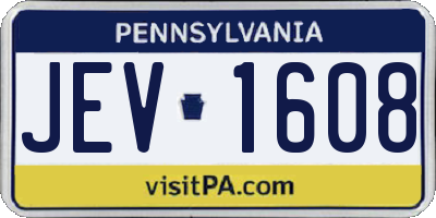 PA license plate JEV1608