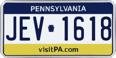 PA license plate JEV1618
