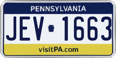 PA license plate JEV1663
