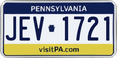 PA license plate JEV1721