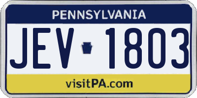 PA license plate JEV1803