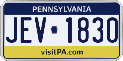 PA license plate JEV1830