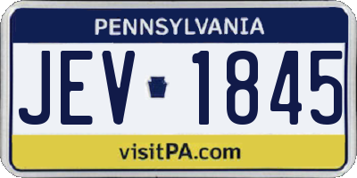 PA license plate JEV1845