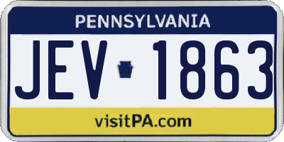 PA license plate JEV1863