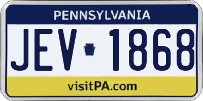 PA license plate JEV1868
