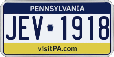 PA license plate JEV1918