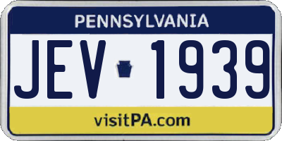 PA license plate JEV1939