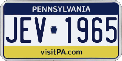 PA license plate JEV1965