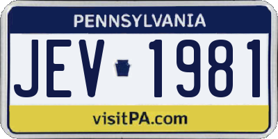 PA license plate JEV1981